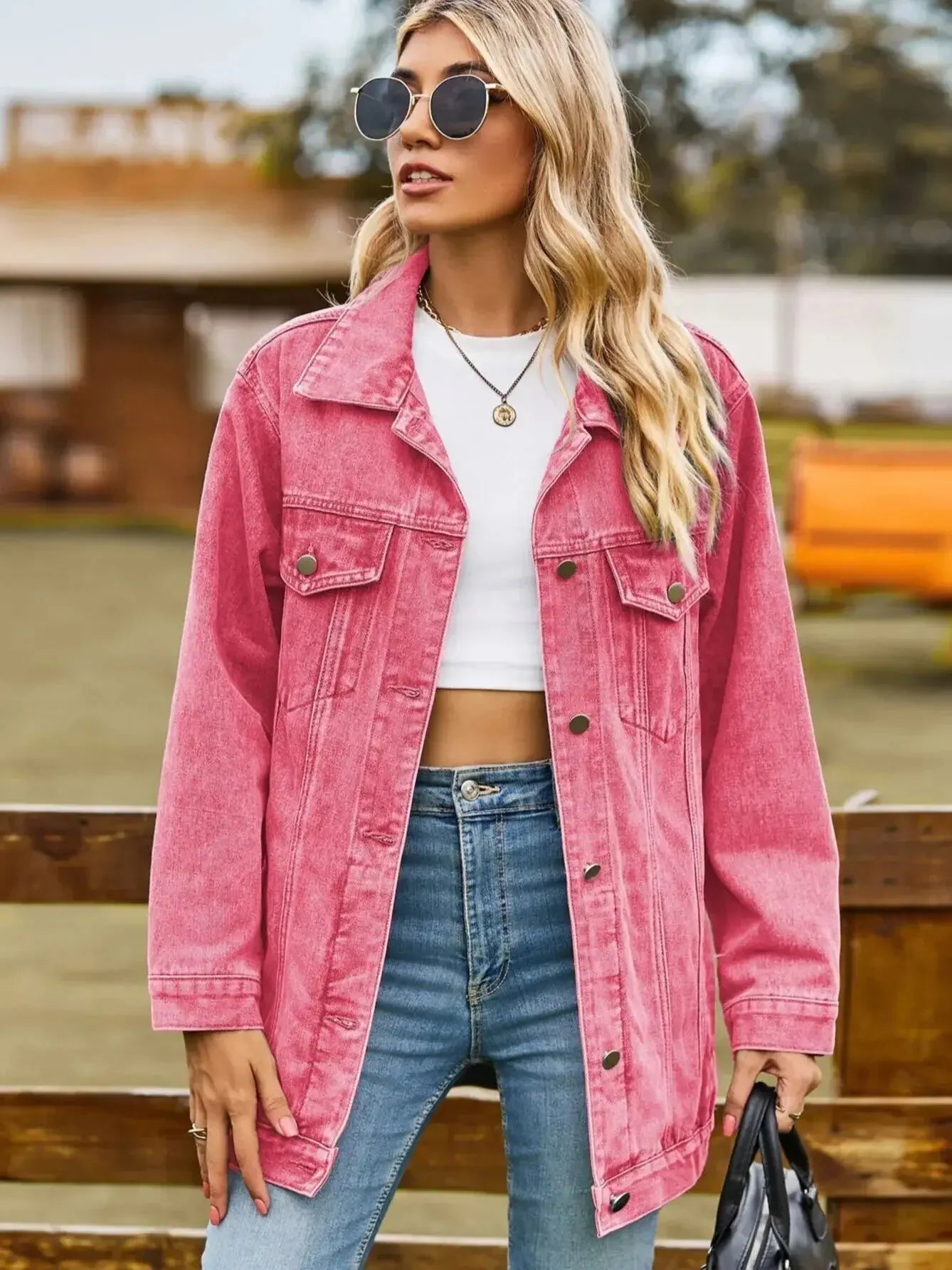 IMIEMIE 2024 Autumn Winter Classic Versatile Denim Jacket for Women Fashion Loose Mid Length Jeans Coat Casual Female Clothing S-2XL