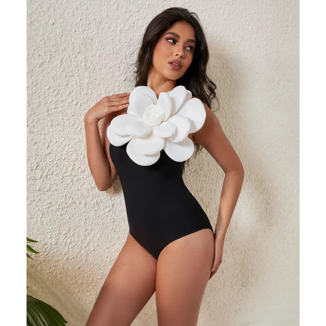 IMIEMIE 2024 Handmade 3D Flower One Shoulder One Piece Swimsuit and Skirt  Clearance Wholesale Bathing Suit Bodysuit Dress