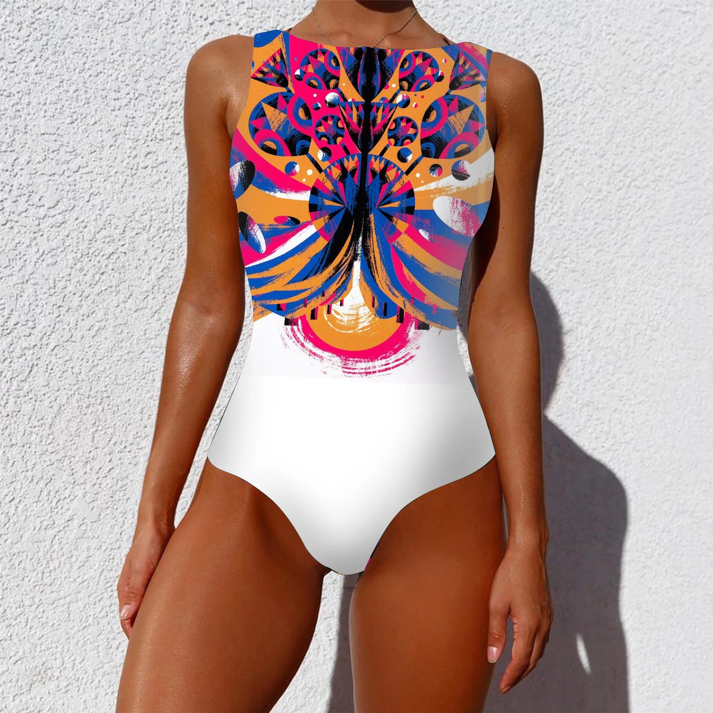 IMIEMIE 2024 New Printed One-piece Swimsuit Classic Printed Lace Up Swimsuit Women's Push Up Flower One-piece Suit Beach Wear For Female