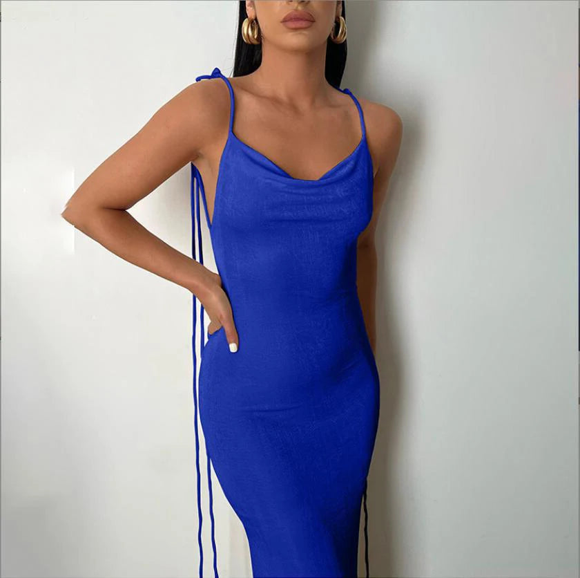 IMIEMIE 2024 New Summer Fashion Sexy Strapless Dress Strapless Hang Neck Temperament Dress