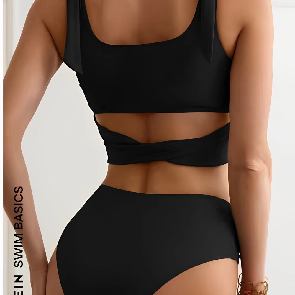 IMIEMIE 2024 Two Piece String Bikini Hollow Out High Waist Swimwear Female Swimsuit Women Bathers Bathing Swimming Suit Beachwear Summer