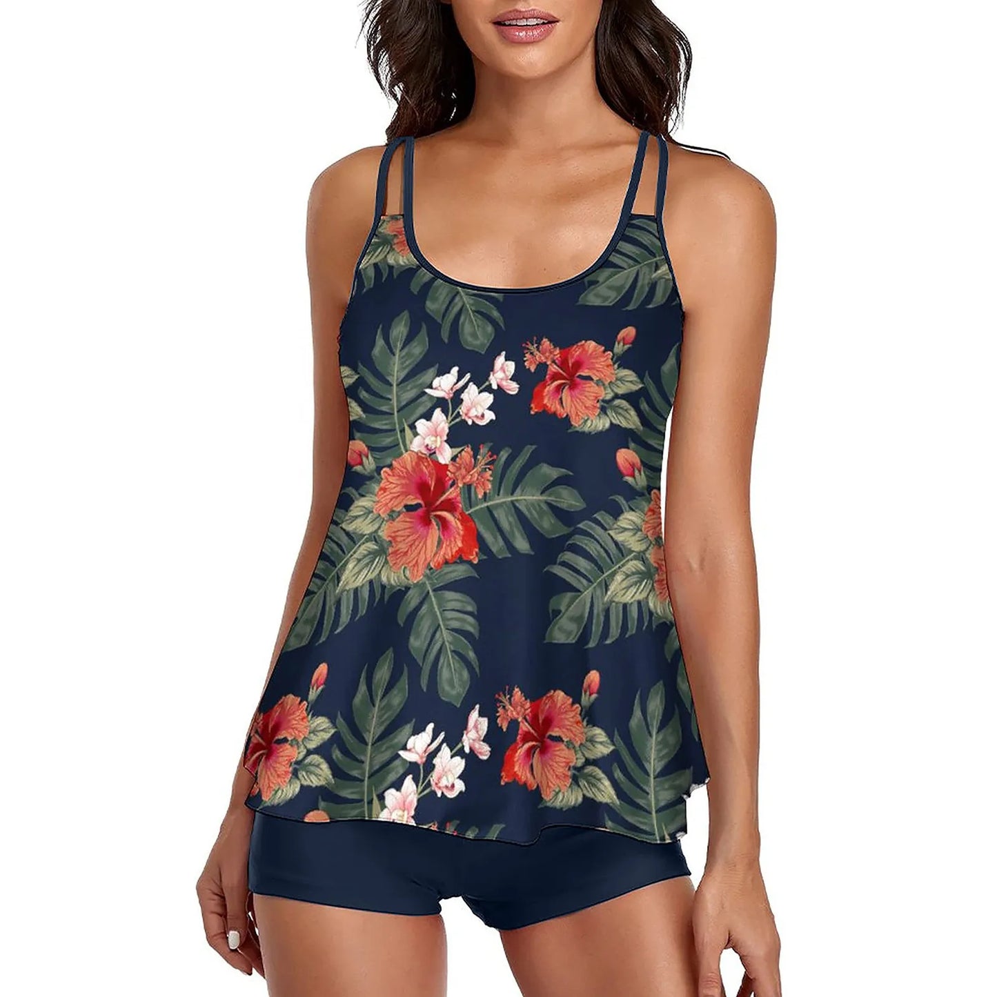 IMIEMIE 2024 Women Floral Printing Bathing Suit Female Two Pieces Swimsuit Female Sexy Bikini Swimwear Summer Ladies Loose Tankini Sets