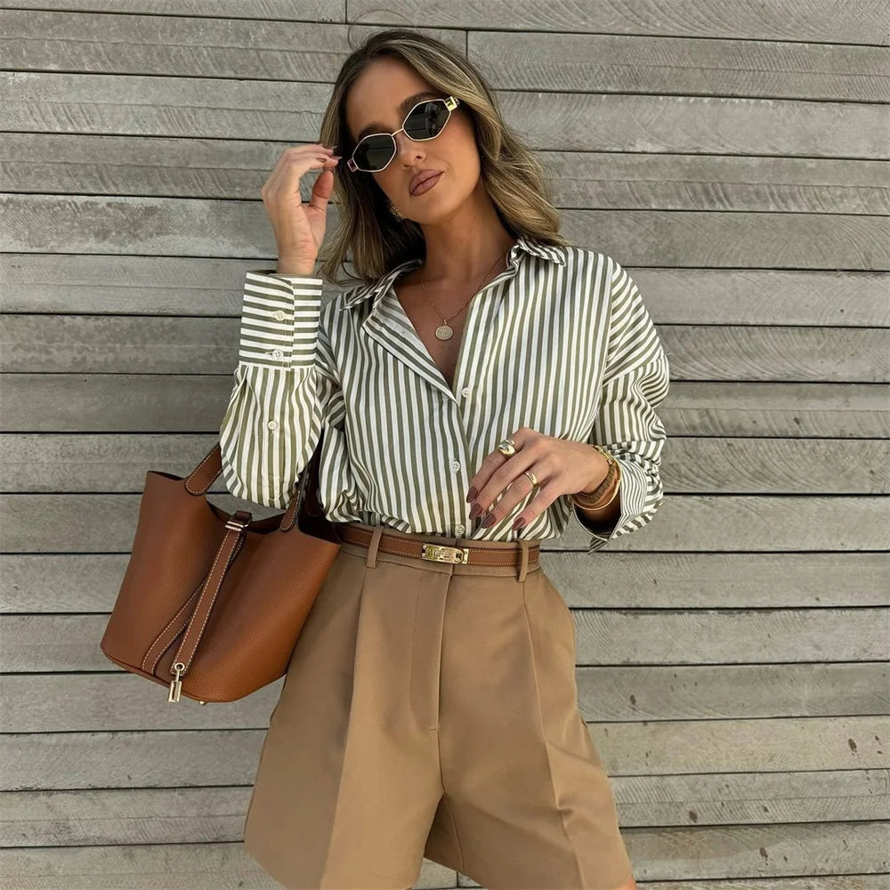 IMIEMIE 2024 ZAR4 Summer New Women's Fashion European and American Style Casual Simple Basic Poplin Shirt