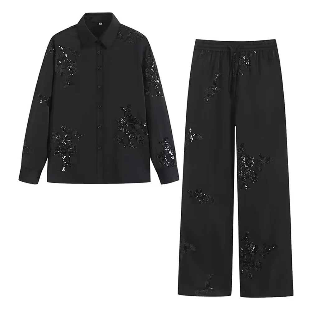 IMIEMIE 2024 Zarb Spring Summer New Women's Wear European and American Heavy Industry Embroidered Shirt and Pant Set