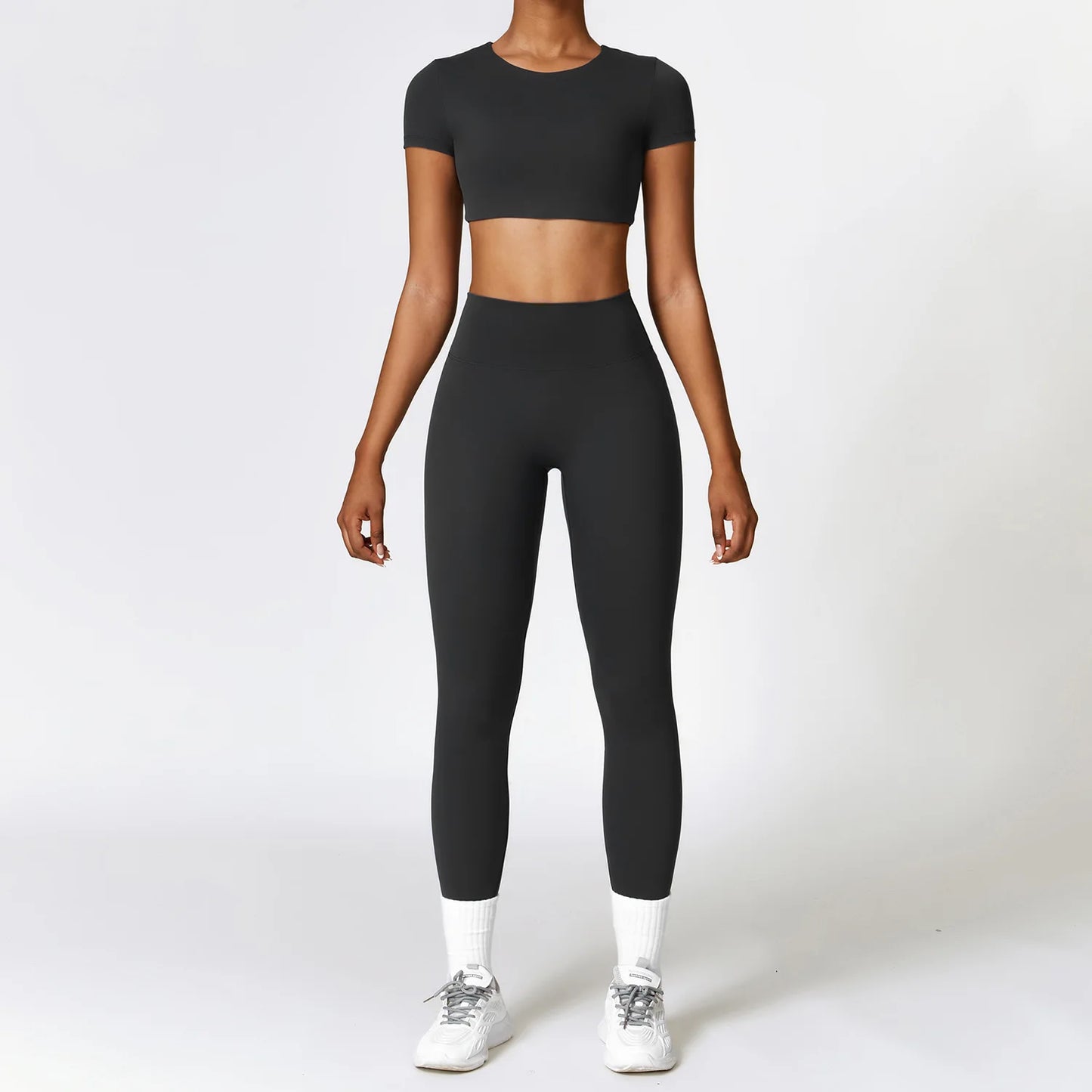 IMIEMIE 2PCS Seamless Yoga Set Women Workout Set Sportswear Gym Clothing Fitness Long Sleeve Crop Top High Waist Leggings Sports Suits