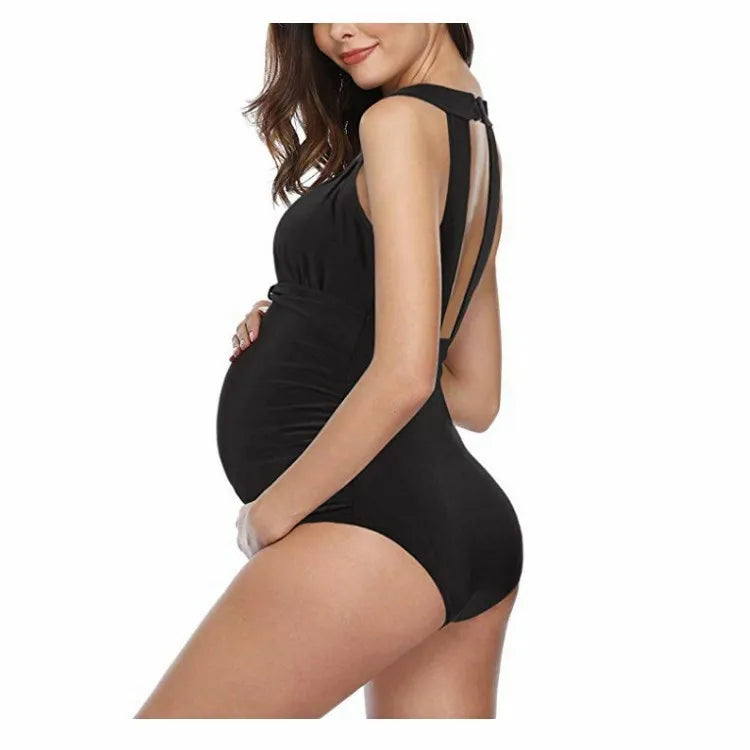 IMIEMIE BIKINI European and American Pregnant Mother Summer Solid One Piece Swimsuit Plus Size Maternity Clothes Bathing Suits Glittet