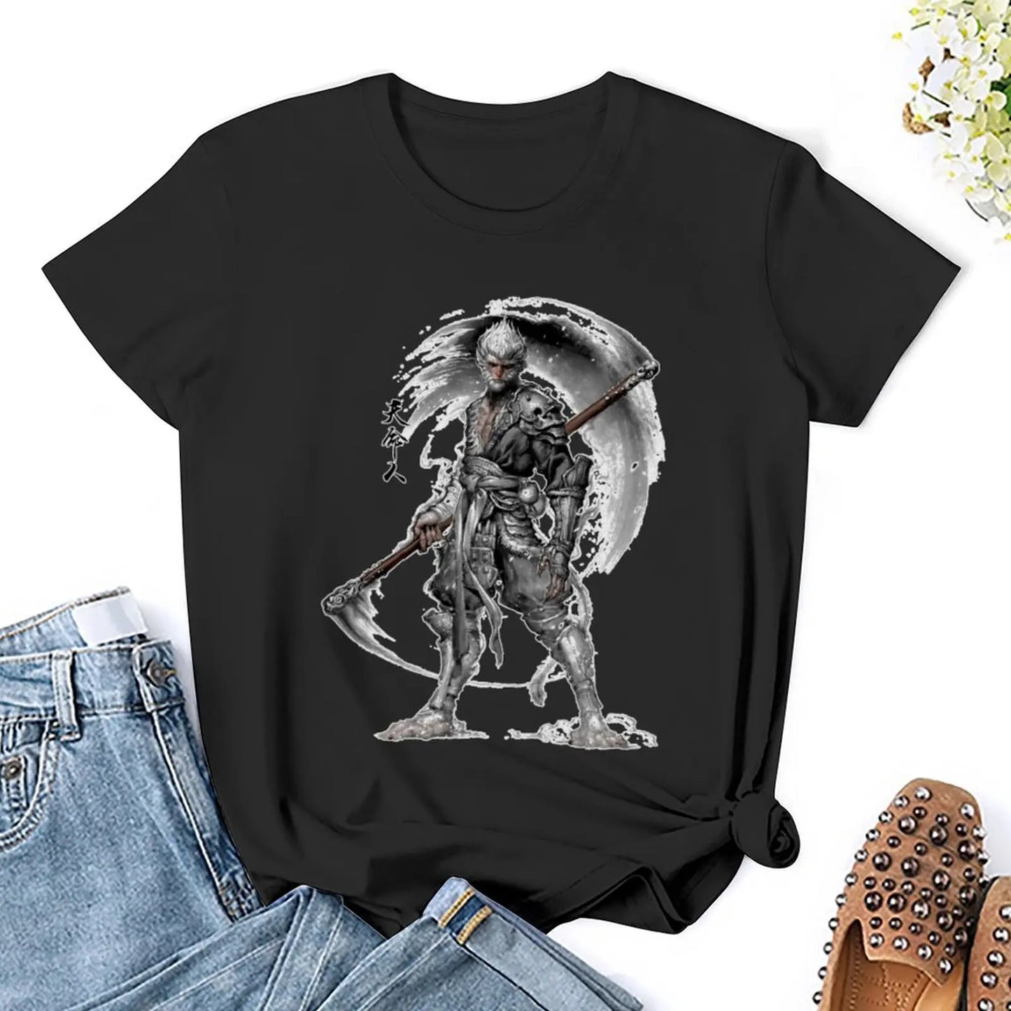 IMIEMIE Black Myth Wukong T-Shirt oversized lady clothes customs t-shirt dress for Women plus size