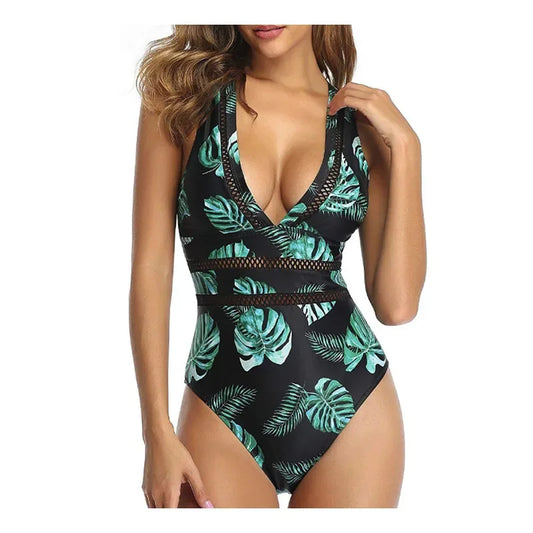 IMIEMIE Blossomora Black Mesh Deep V-neck Cross One-Piece Swimsuit For Women Sexy Backless Monokini 2024 Beach Bathing Suits Swimwear