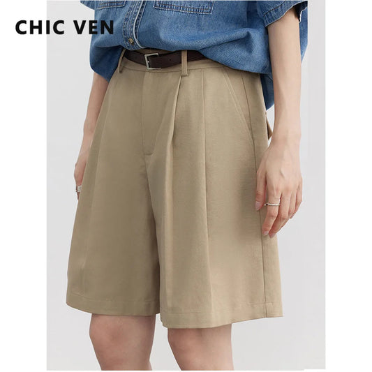 IMIEMIE CHIC VEN Women Short Loose Casual Wide Leg Short Pants High Waisted Woman Short Trousers Summer 2024 Female Clothing