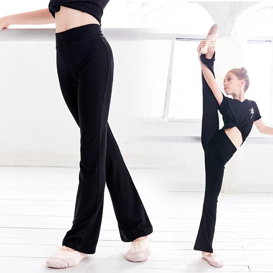 IMIEMIE Children's Dance Bell-Bottom Pants Girls Spring and Summer Trousers Slim Training Suit Latin Jazz Dance Suit Sports Bodysuits