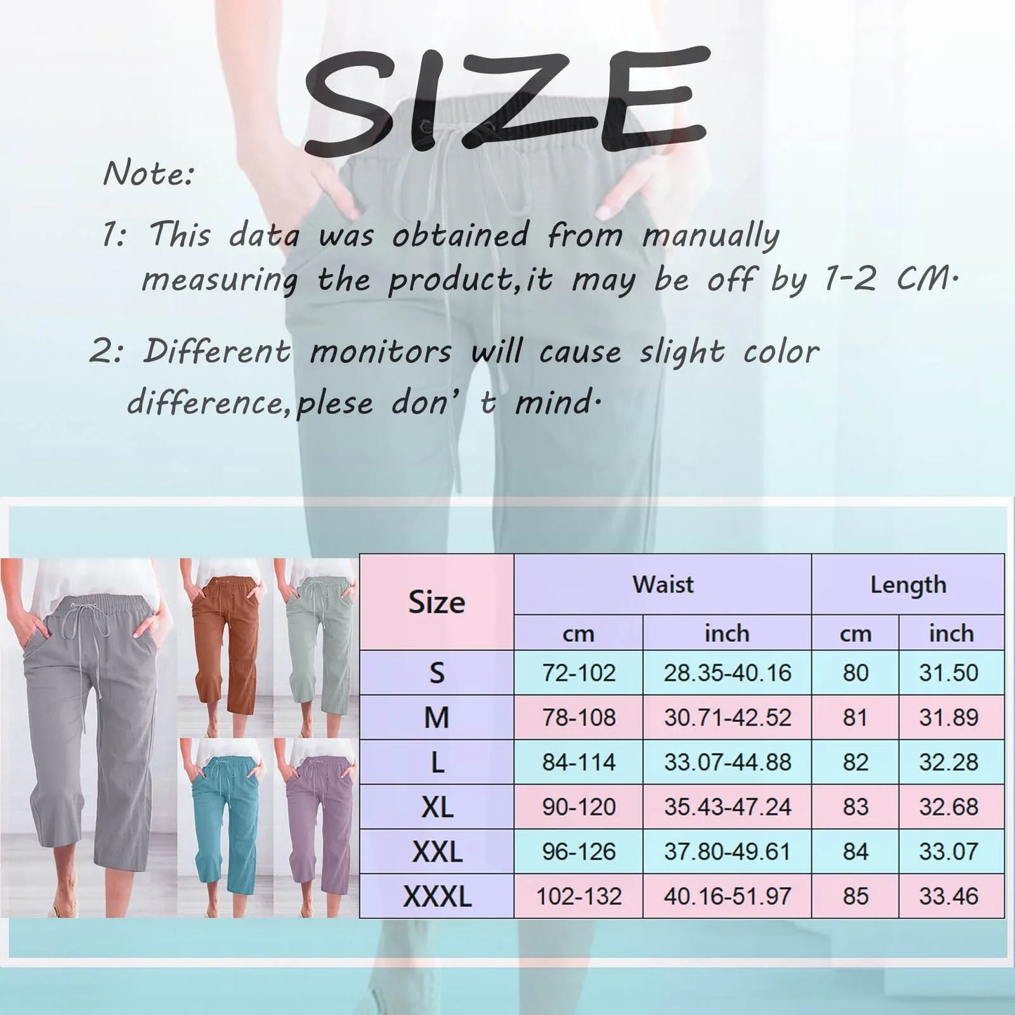 IMIEMIE Cotton Linen Capris Women Jogging Pants Classic Solid Color Bandage Pants Loose Double Pocket Trousers Leisure Streetwear