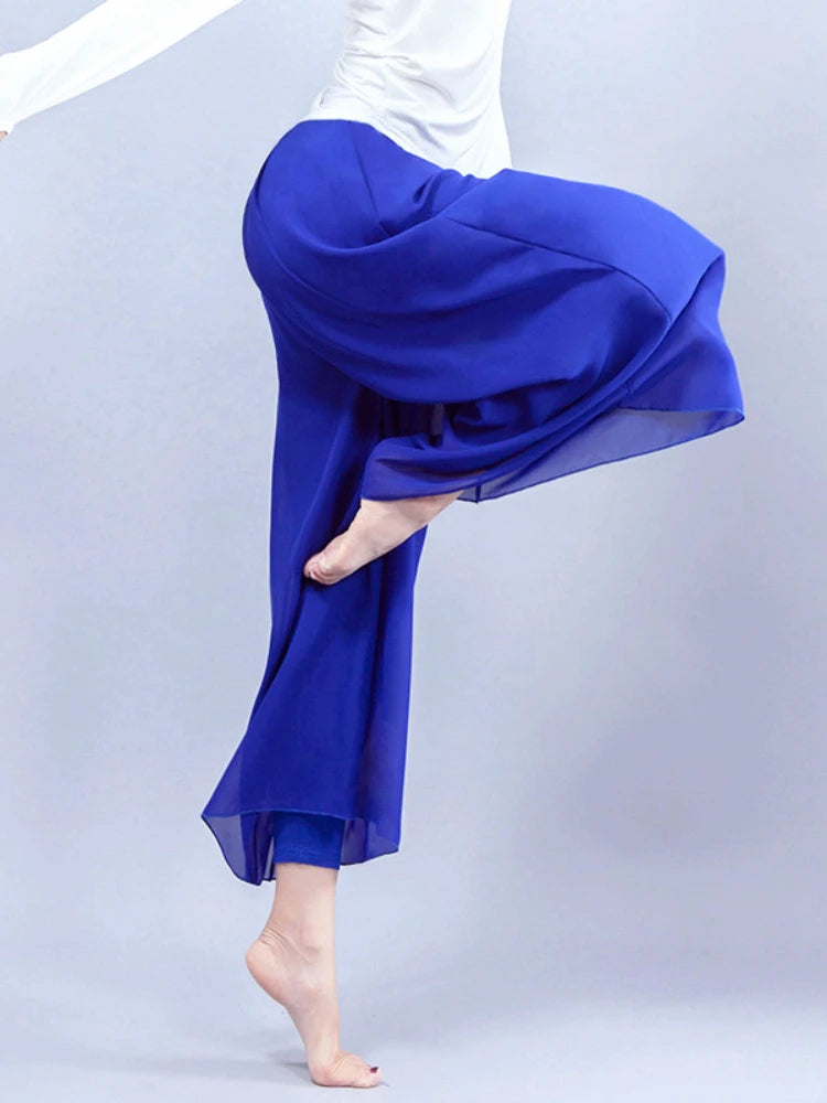 IMIEMIE Dance practice pants, dance pants, folk dance, adult women's wide-leg pants, yoga pants, gauze chiffon party pants, costumes