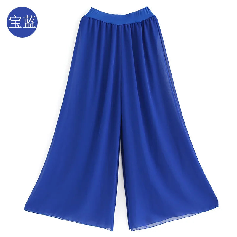 IMIEMIE Dance practice pants, dance pants, folk dance, adult women's wide-leg pants, yoga pants, gauze chiffon party pants, costumes