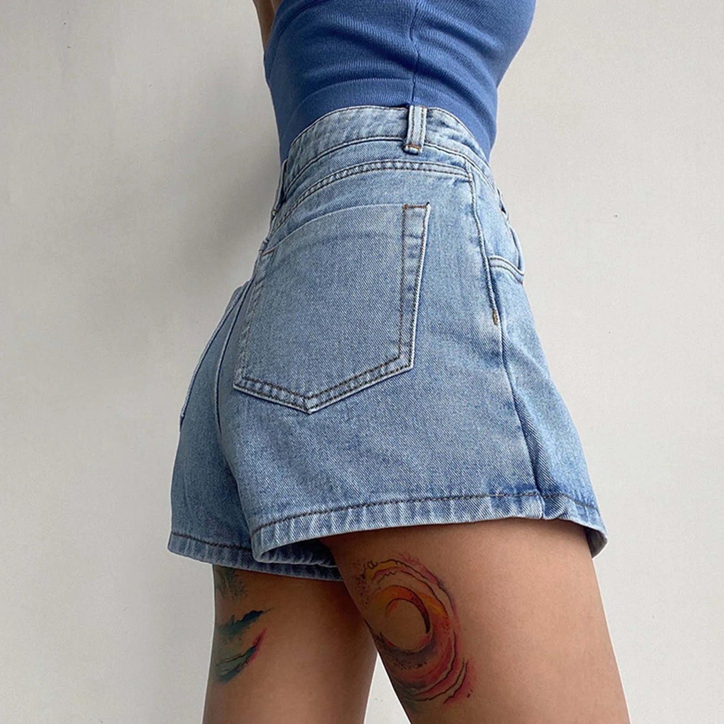 IMIEMIE Denim Skirt Shorts Women Y2K Casual Summer Solid High Waist Shorts Asymmetrical A-Line Female Streetwear Jean Mini Skirts Shorts