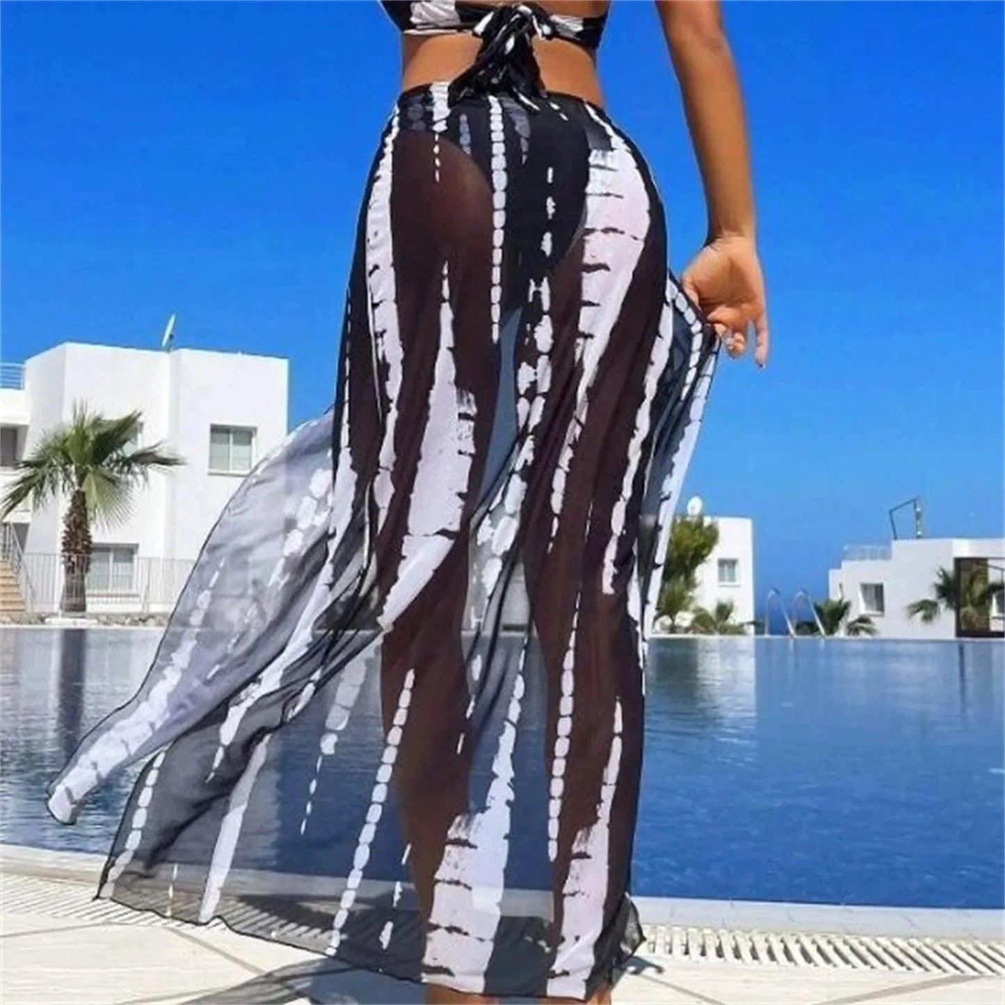 IMIEMIE European And American Three Pieces Halter Ring Link Bikini 2024 Women Sexy Cut Out Side Cover Up Dress Swimsuit Bikini Mujer