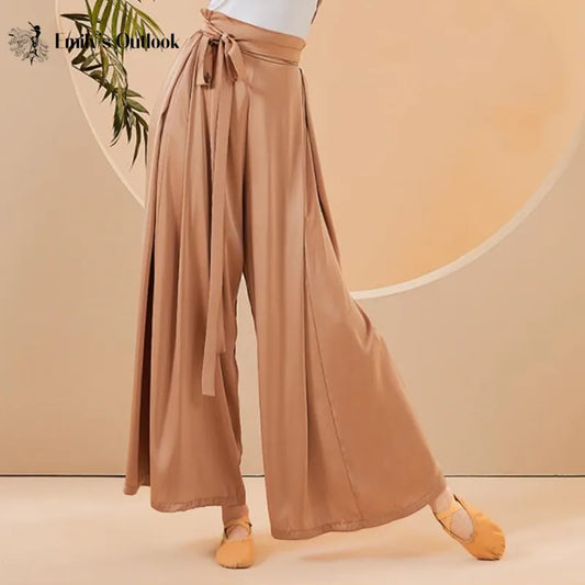 IMIEMIE Flowy Skirt Pant Wide Leg Culottes Women Training Clothes for Dancing Chiffon Chinese Classical Dancer Trousers Elegant Costume