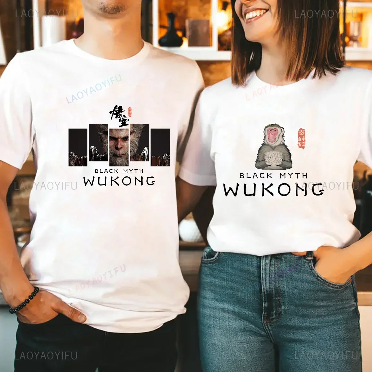 IMIEMIE Funny T Shirt Game Black Myth Wukong Monkey Humor Print Tops Men Clothing Women Shirt Unisex Graphic Cotton Tee Ropa Hombre