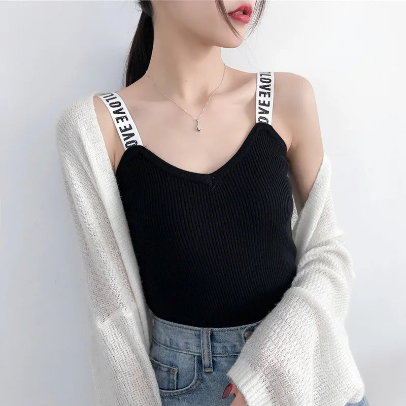 IMIEMIE Gorset Camisoles for Women Woman Crop Knit Bow Top Cropped Debardeur Femme Chest Binder Women Tank Corto Dropshipping