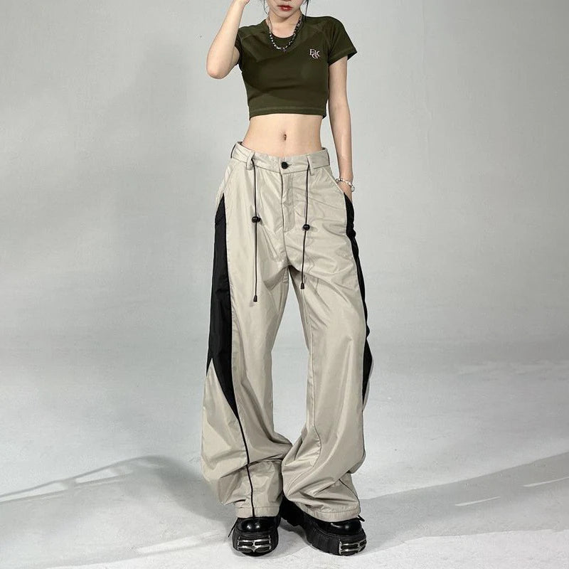 IMIEMIE HOUZHOU Casual Baggy Sports Pants for Women Oversized Hip Hop Joggers Harajuku Streetwear BF Female Sweatpants Wide Leg Trousers