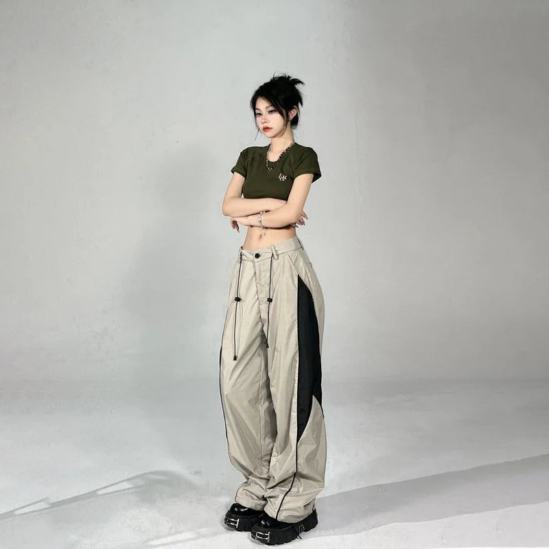 IMIEMIE HOUZHOU Casual Baggy Sports Pants for Women Oversized Hip Hop Joggers Harajuku Streetwear BF Female Sweatpants Wide Leg Trousers