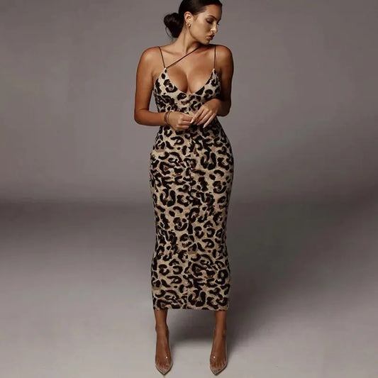 IMIEMIE Hawthaw Women Party Club Evening Streetwear Leopard Bodycon Midi Dress 2024 Summer Clothes Wholesale Items For Business