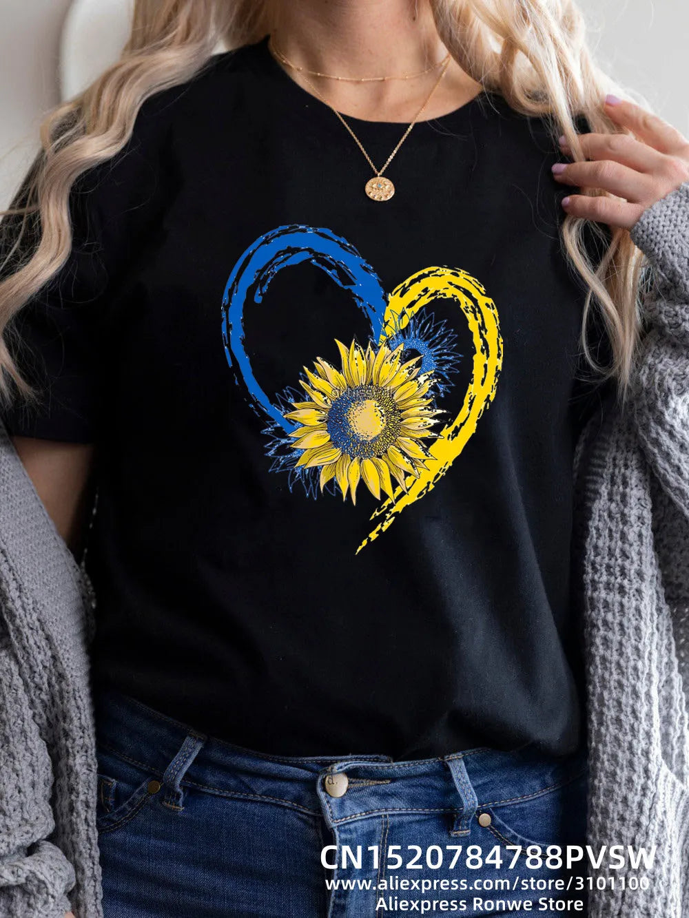 IMIEMIE Heartbeat Blue Yellow Women Print T-shirt Girl Y2K Short Sleeve Tee Tops Lady 90S Sweetshirts Female Harajuku Clothing