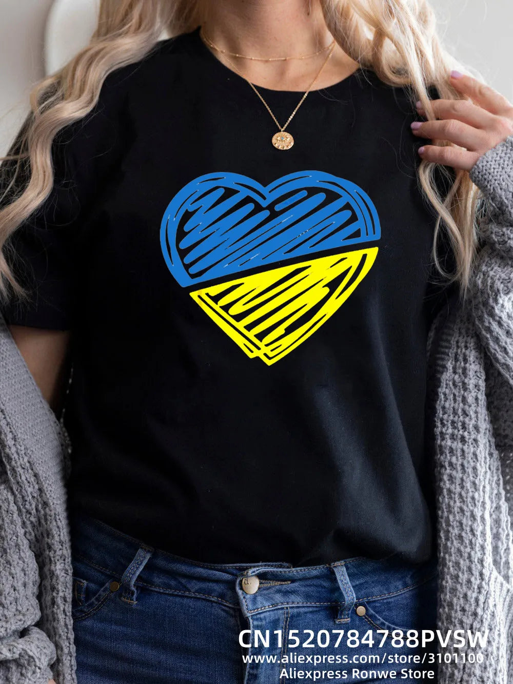 IMIEMIE Heartbeat Blue Yellow Women Print T-shirt Girl Y2K Short Sleeve Tee Tops Lady 90S Sweetshirts Female Harajuku Clothing