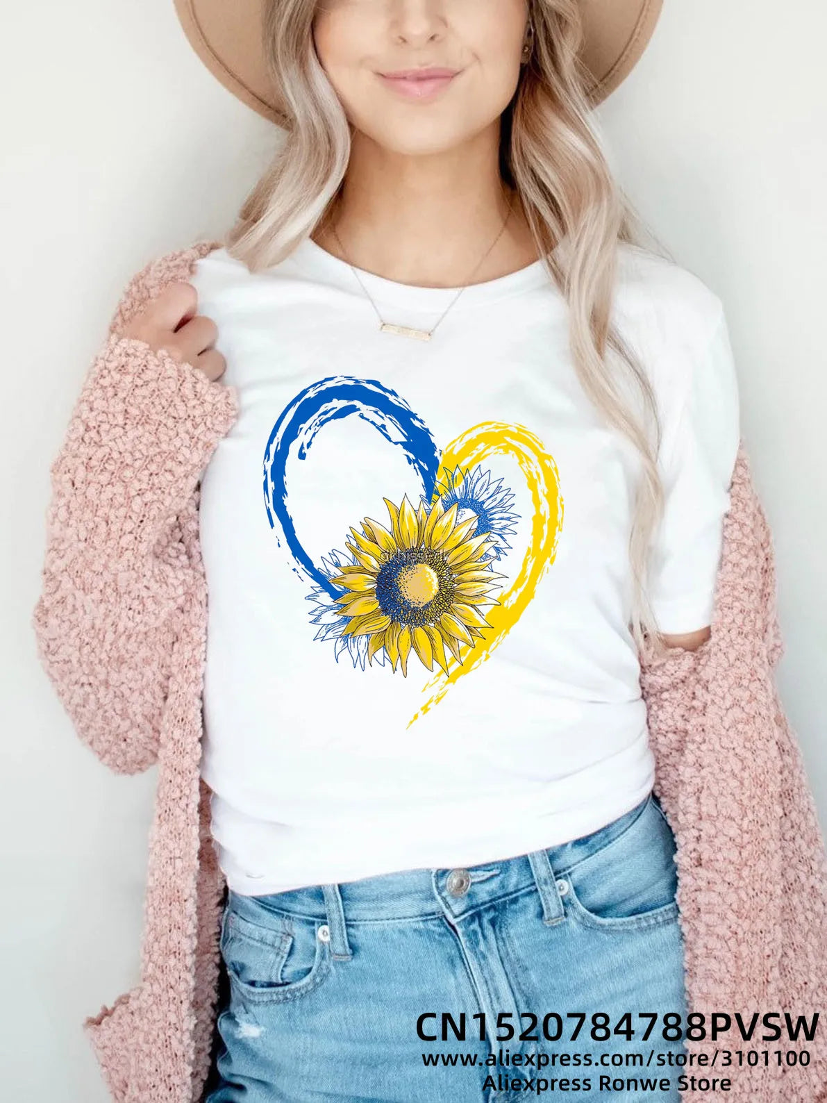 IMIEMIE Heartbeat Blue Yellow Women Print T-shirt Girl Y2K Short Sleeve Tee Tops Lady 90S Sweetshirts Female Harajuku Clothing