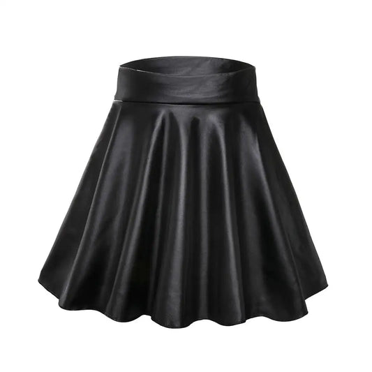 IMIEMIE High Waist Elastic Mini Short Skirt Women Faux Leather Skirts