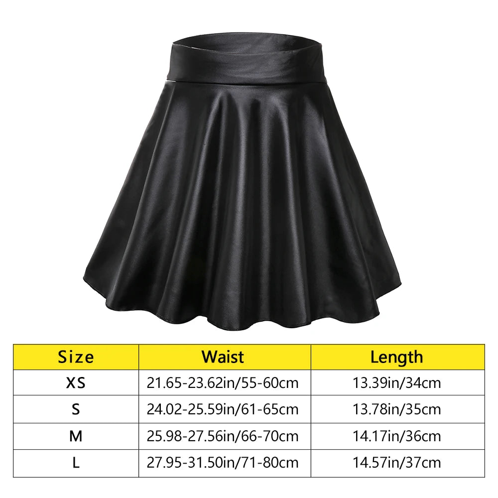 IMIEMIE High Waist Elastic Mini Short Skirt Women Faux Leather Skirts