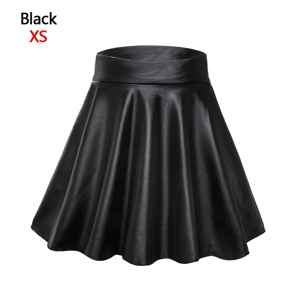 IMIEMIE High Waist Elastic Mini Short Skirt Women Faux Leather Skirts