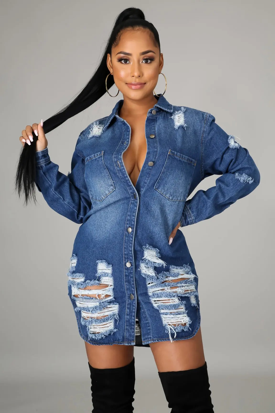 HAIPURUNHole Distressed Sexy Skinny Denim Jacket for women