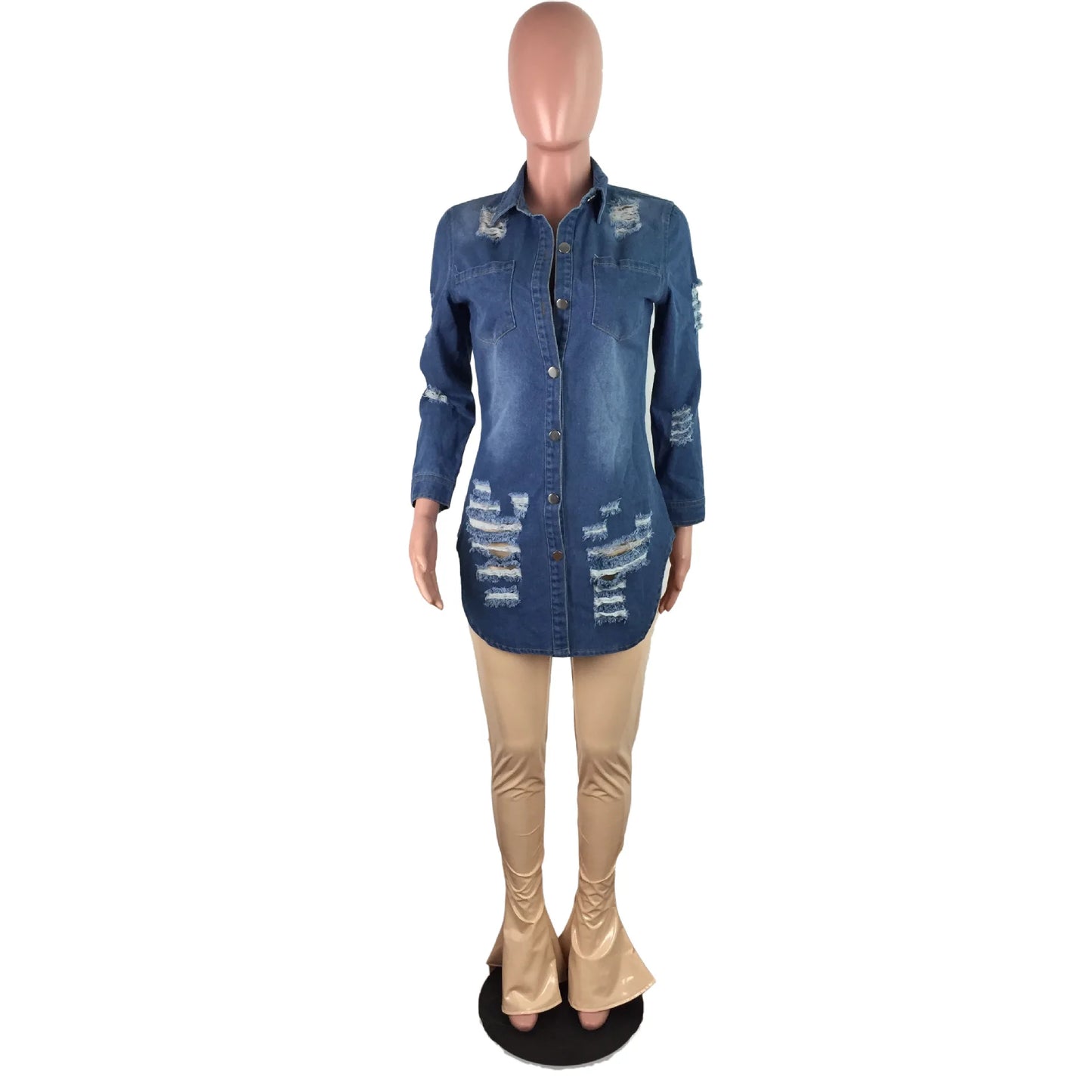 IMIEMIE Hole Distressed Sexy Skinny Denim Jacket for women