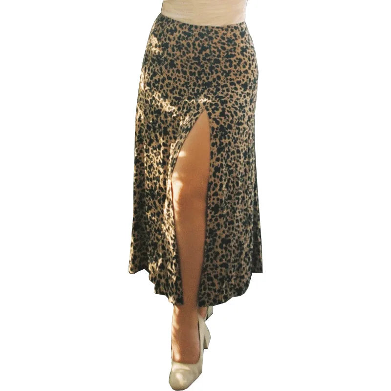 IMIEMIE Jocoo Jolee Elegant Leopard Floral Printing Long Skirt Women Sexy High Waist Split Midi Skirts Office Lady Bodycon A Line Skirts