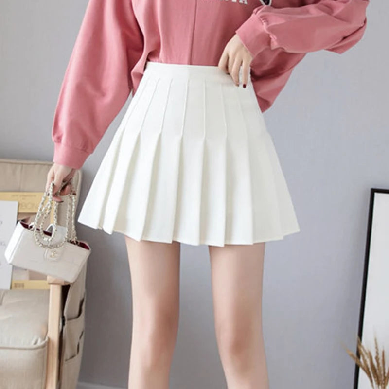 IMIEMIE Korean Skirt Shorts Women High Waist Sexy Mini Skirts For Ladies Pleated Kawaii Skirt Female