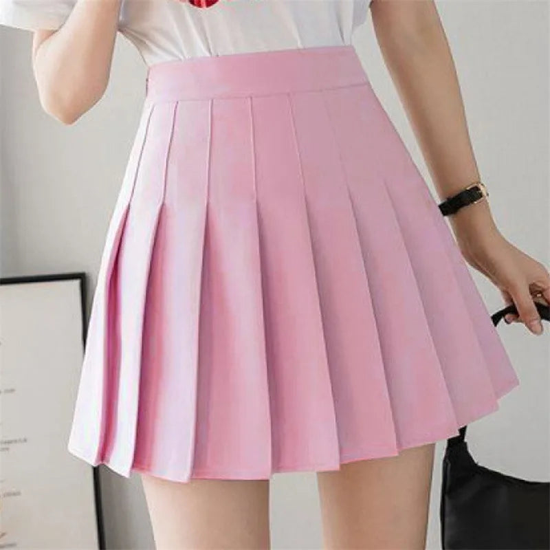 IMIEMIE Korean Skirt Shorts Women High Waist Sexy Mini Skirts For Ladies Pleated Kawaii Skirt Female