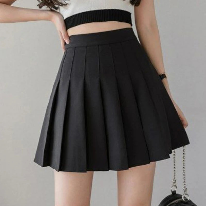 IMIEMIE Korean Skirt Shorts Women High Waist Sexy Mini Skirts For Ladies Pleated Kawaii Skirt Female