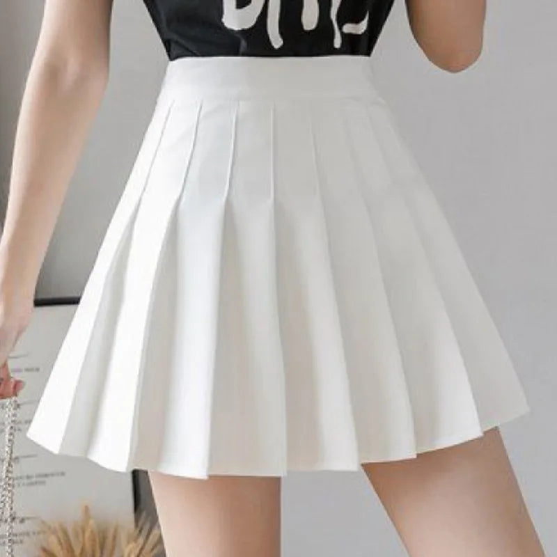 IMIEMIE Korean Skirt Shorts Women High Waist Sexy Mini Skirts For Ladies Pleated Kawaii Skirt Female