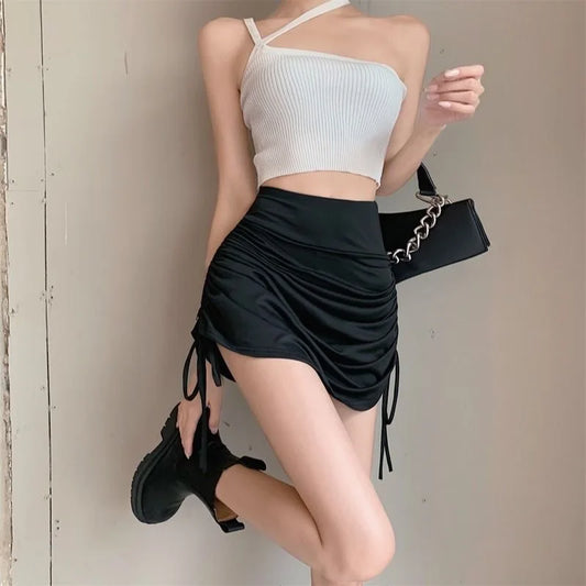 IMIEMIE Latin Dance Skirt for Women Spring Summer 2024 New High Waist Drawstring A-line Dance Practice Skirt