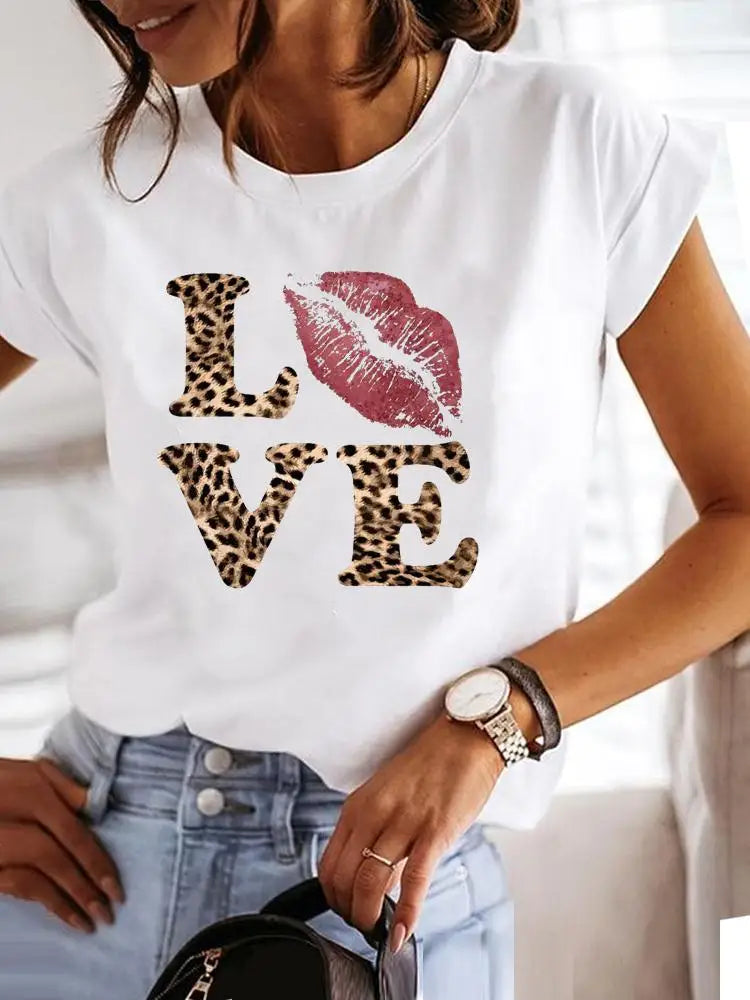 IMIEMIE Love Style Trend Cute 90s Short Sleeve Print T Shirt Clothing Tee Women Graphic T-shirt Summer Clothes Fashion Female Top