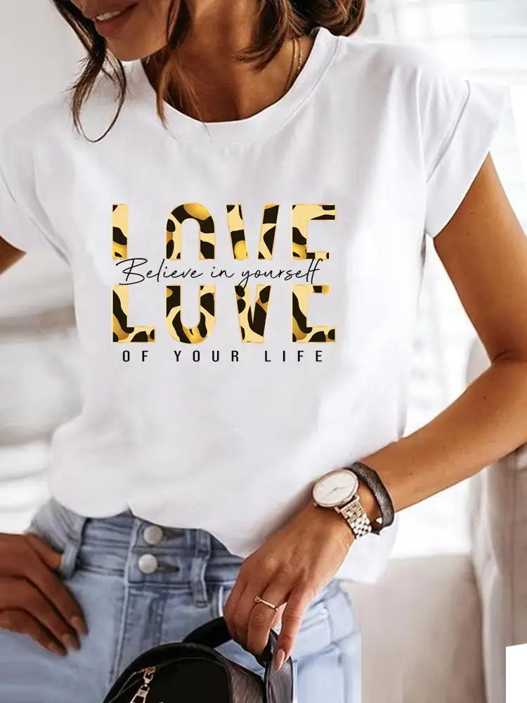 IMIEMIE Love Style Trend Cute 90s Short Sleeve Print T Shirt Clothing Tee Women Graphic T-shirt Summer Clothes Fashion Female Top