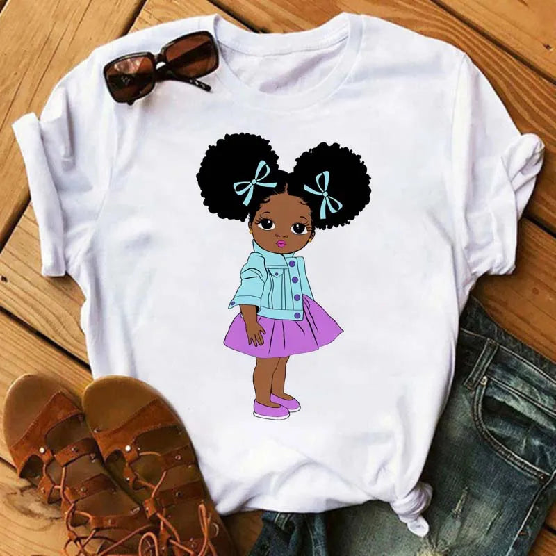 IMIEMIE Maycaur Fashion Women Black Girl Print Magic T Shirt Summer Short Sleeve Ladies T-shirts 90s Ulzzang Shirt Casual Round Neck Tee