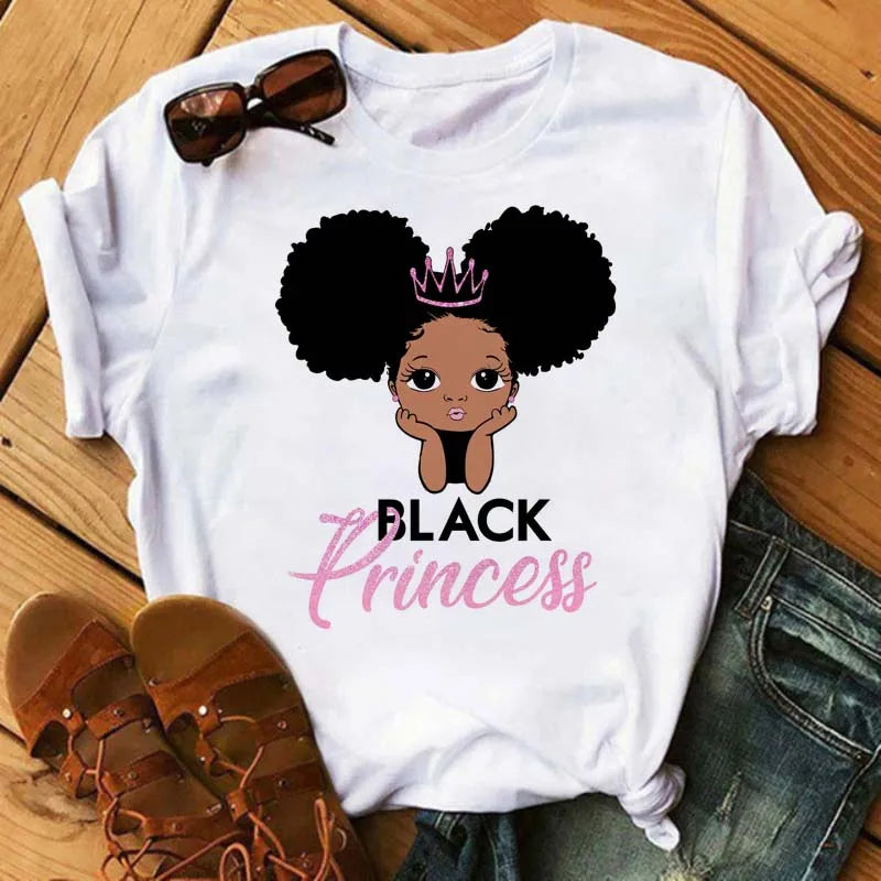 IMIEMIE Maycaur Fashion Women Black Girl Print Magic T Shirt Summer Short Sleeve Ladies T-shirts 90s Ulzzang Shirt Casual Round Neck Tee