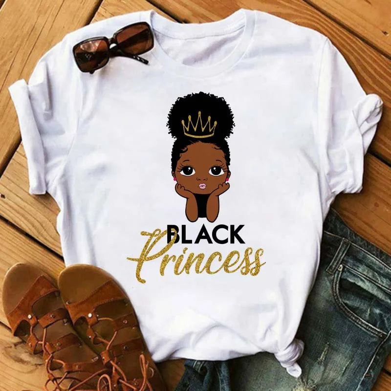 IMIEMIE Maycaur Fashion Women Black Girl Print Magic T Shirt Summer Short Sleeve Ladies T-shirts 90s Ulzzang Shirt Casual Round Neck Tee