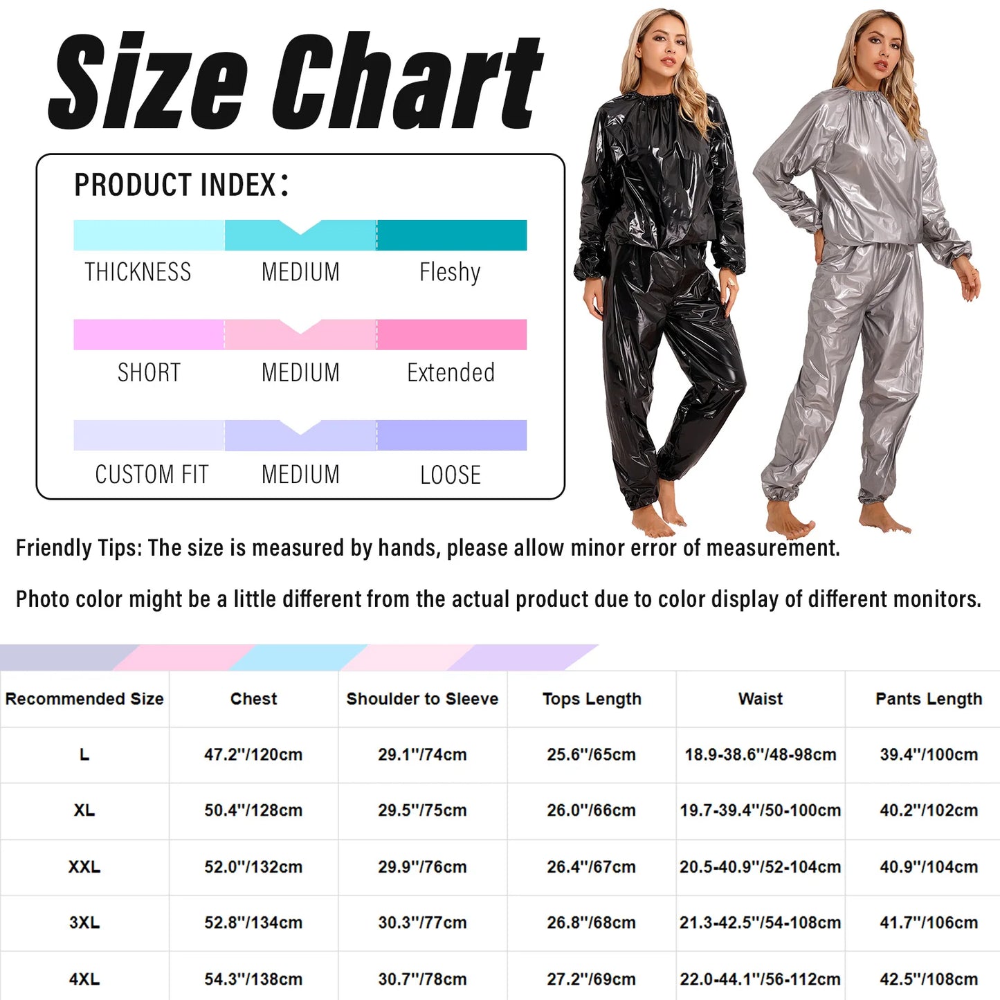 IMIEMIE Men Women PVC Sauna Suit Long Sleeve Elastic Cuff Top Pants Set Weight Loss Sweat Suit Slimming Fitness Gym Jogging Workout Suit