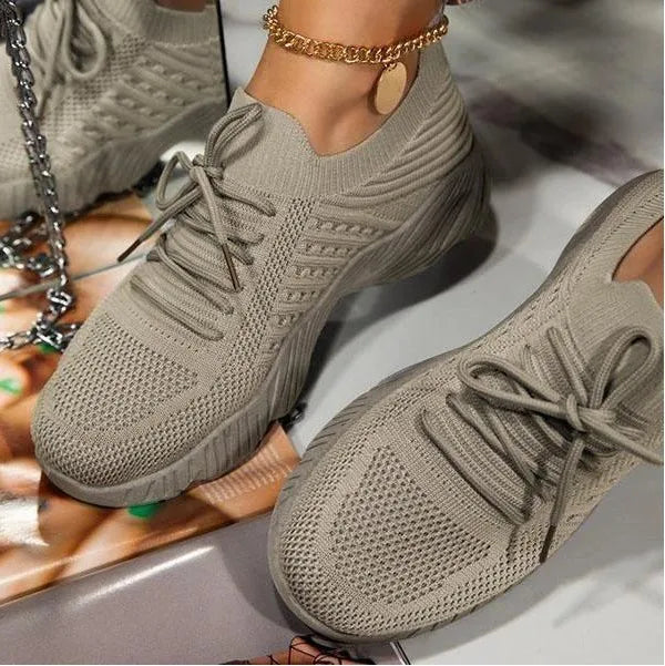 IMIEMIE Mesh Breathable Women Casual Sneakers Lace-up Vulcanized Shoes Ladies Platform Sneakers Female Shoes Plus Size Zapatos De Mujer