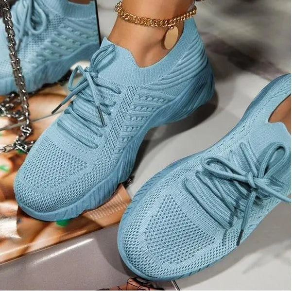 IMIEMIE Mesh Breathable Women Casual Sneakers Lace-up Vulcanized Shoes Ladies Platform Sneakers Female Shoes Plus Size Zapatos De Mujer