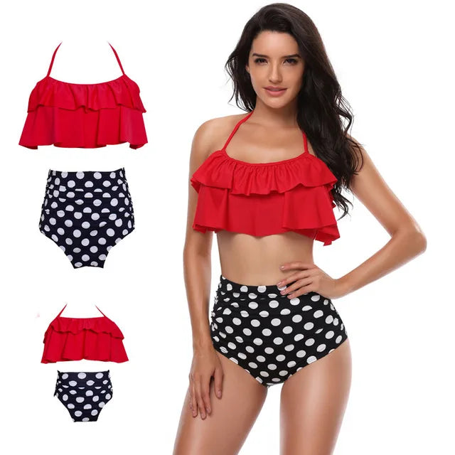 IMIEMIE Mother Girl Swimming Clothing Women Beach Bikini Bathing Swimsuit Family Matching Swimwear Mother Daughter Beachwear DS29