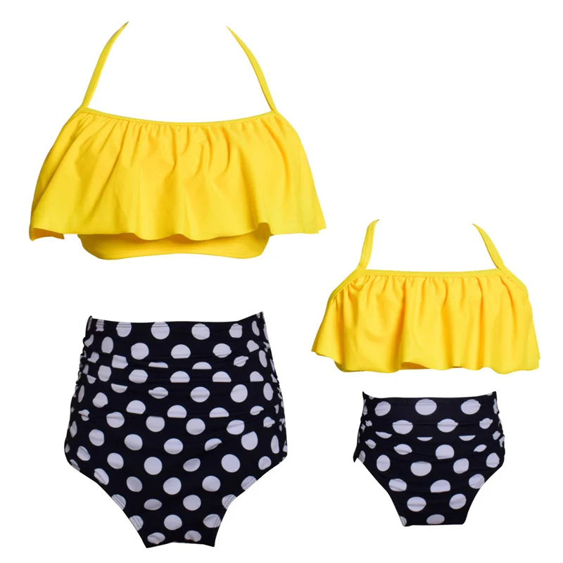 IMIEMIE Mother Girl Swimming Clothing Women Beach Bikini Bathing Swimsuit Family Matching Swimwear Mother Daughter Beachwear DS29