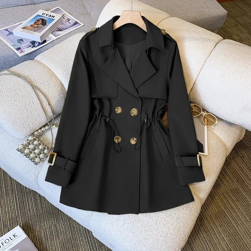 IMIEMIE New Fashion Casual Windbreaker Korean Version of The Long Windbreaker Top Ladies Coats and Jackets Women Trench Coat for Women